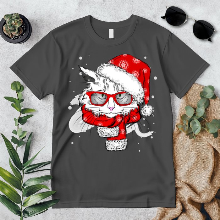 Hipster Christmas Cat Premium T-Shirt