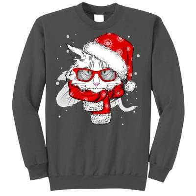 Hipster Christmas Cat Tall Sweatshirt