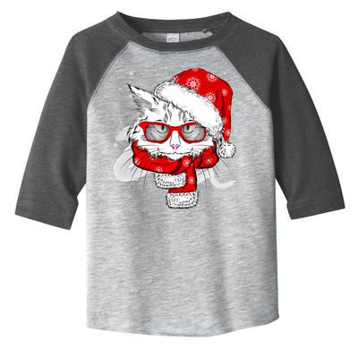 Hipster Christmas Cat Toddler Fine Jersey T-Shirt