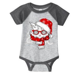 Hipster Christmas Cat Infant Baby Jersey Bodysuit