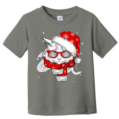 Hipster Christmas Cat Toddler T-Shirt