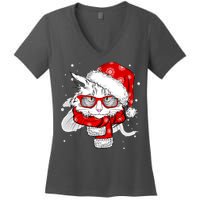 Hipster Christmas Cat Women's V-Neck T-Shirt
