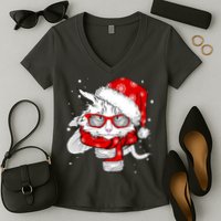 Hipster Christmas Cat Women's V-Neck T-Shirt