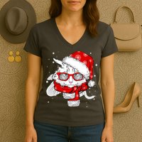 Hipster Christmas Cat Women's V-Neck T-Shirt