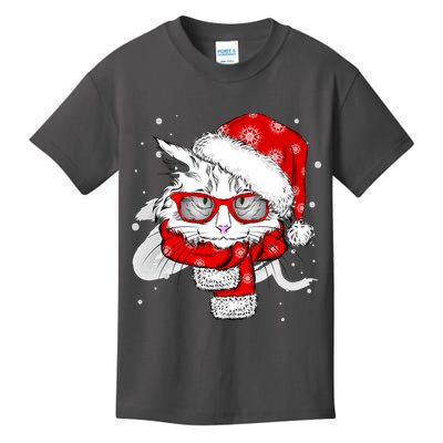 Hipster Christmas Cat Kids T-Shirt