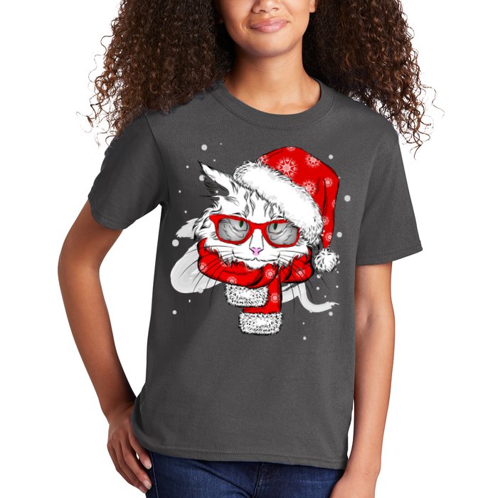 Hipster Christmas Cat Kids T-Shirt