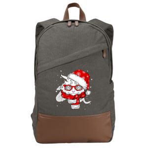 Hipster Christmas Cat Cotton Canvas Backpack