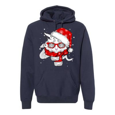 Hipster Christmas Cat Premium Hoodie