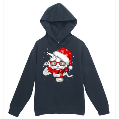 Hipster Christmas Cat Urban Pullover Hoodie