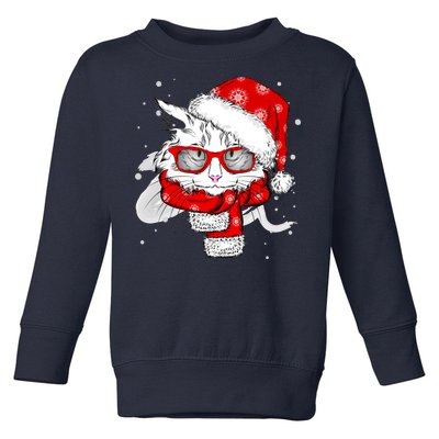 Hipster Christmas Cat Toddler Sweatshirt