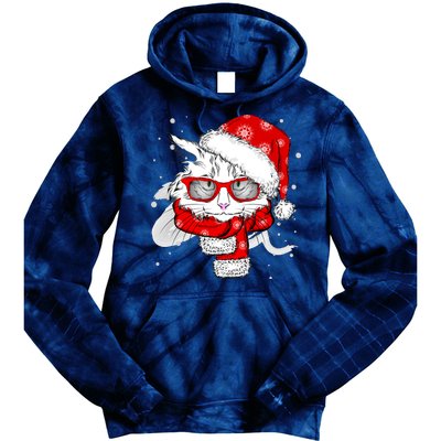 Hipster Christmas Cat Tie Dye Hoodie