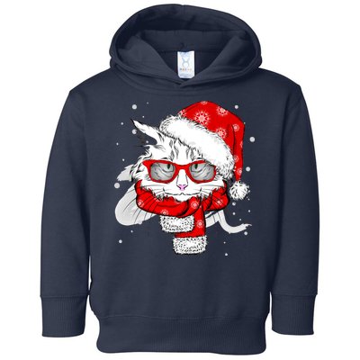 Hipster Christmas Cat Toddler Hoodie