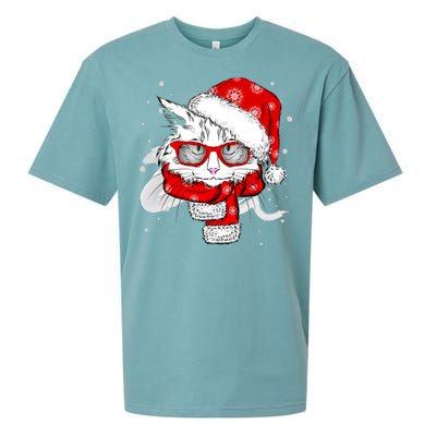 Hipster Christmas Cat Sueded Cloud Jersey T-Shirt