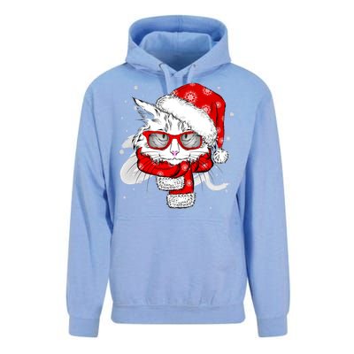 Hipster Christmas Cat Unisex Surf Hoodie