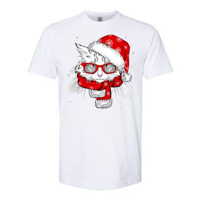 Hipster Christmas Cat Softstyle CVC T-Shirt