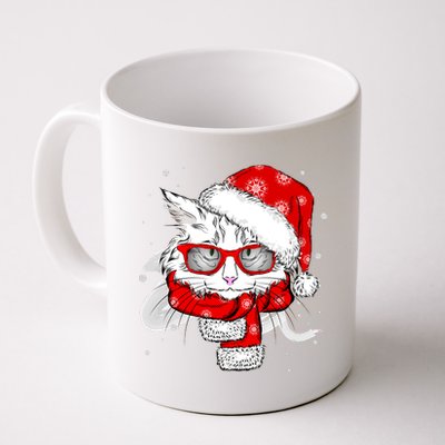 Hipster Christmas Cat Coffee Mug