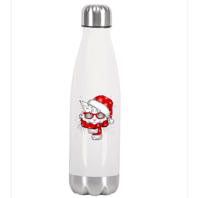 Hipster Christmas Cat Stainless Steel Insulated Water Bottle