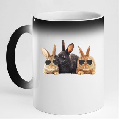 Hipster Cool Rabbit 11oz Black Color Changing Mug