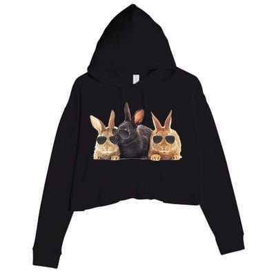 Hipster Cool Rabbit Crop Fleece Hoodie