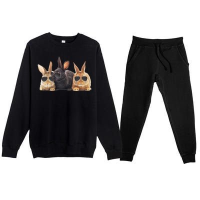 Hipster Cool Rabbit Premium Crewneck Sweatsuit Set