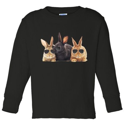 Hipster Cool Rabbit Toddler Long Sleeve Shirt