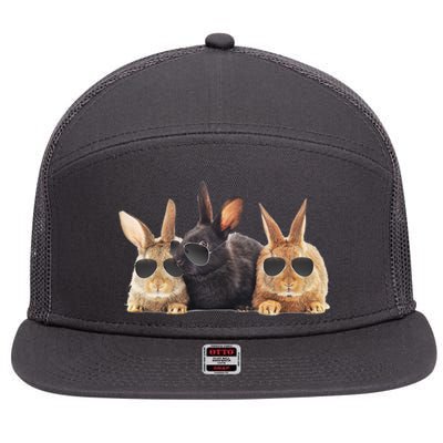 Hipster Cool Rabbit 7 Panel Mesh Trucker Snapback Hat