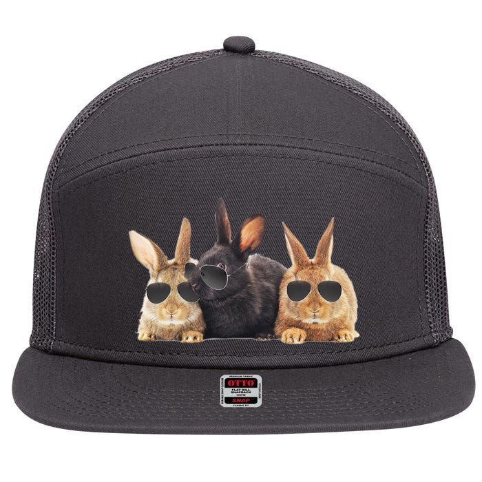 Hipster Cool Rabbit 7 Panel Mesh Trucker Snapback Hat