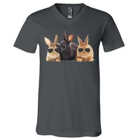 Hipster Cool Rabbit V-Neck T-Shirt