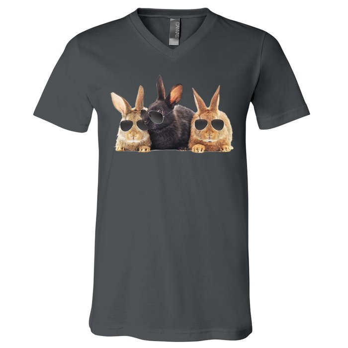 Hipster Cool Rabbit V-Neck T-Shirt