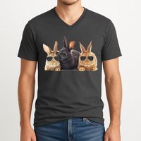 Hipster Cool Rabbit V-Neck T-Shirt