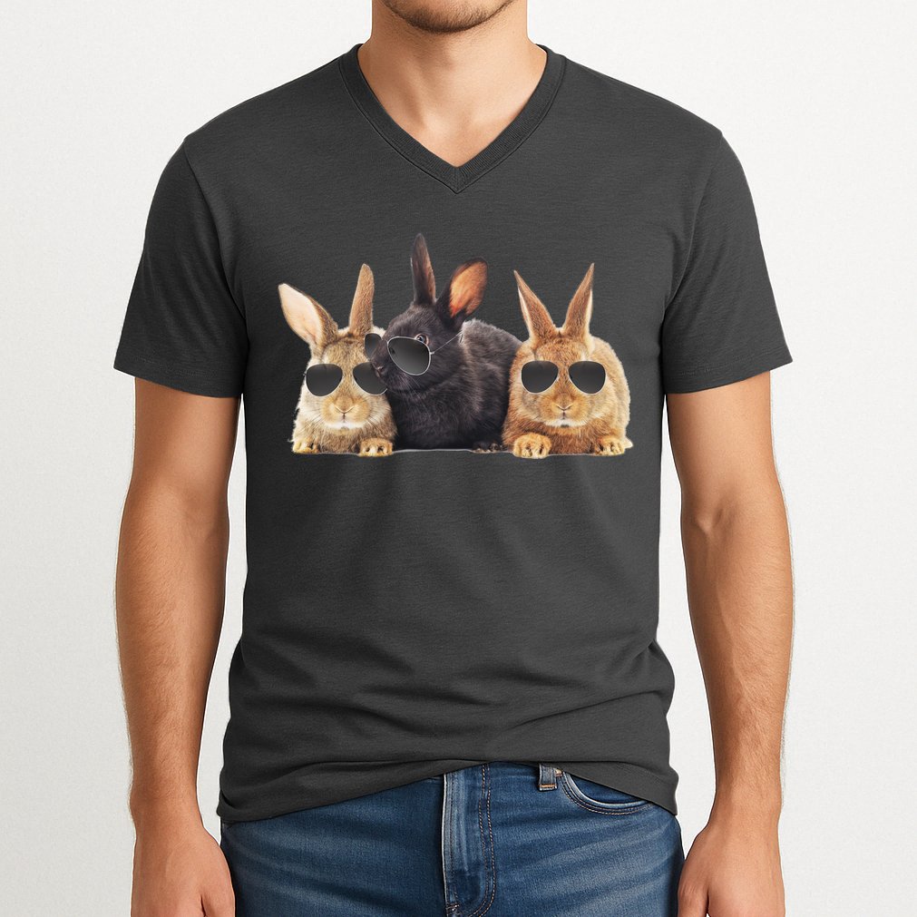 Hipster Cool Rabbit V-Neck T-Shirt