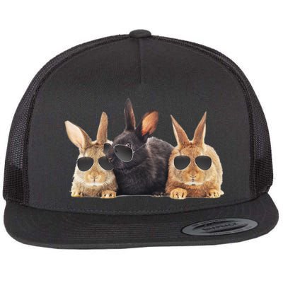 Hipster Cool Rabbit Flat Bill Trucker Hat