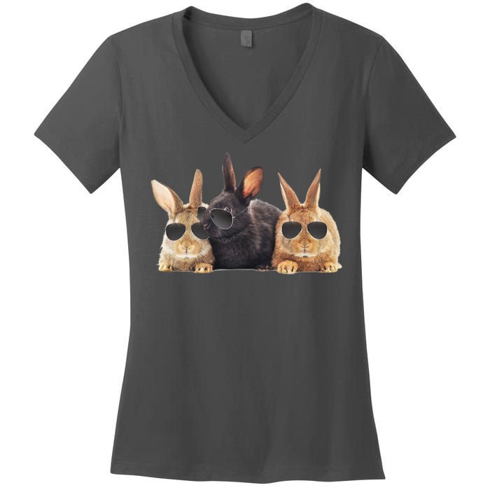 Hipster Cool Rabbit Women's V-Neck T-Shirt