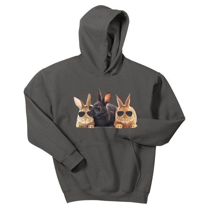 Hipster Cool Rabbit Kids Hoodie