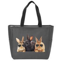 Hipster Cool Rabbit Zip Tote Bag