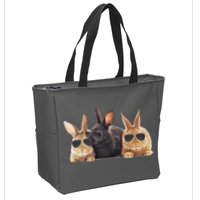 Hipster Cool Rabbit Zip Tote Bag