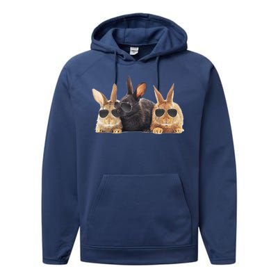 Hipster Cool Rabbit Performance Fleece Hoodie