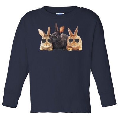 Hipster Cool Rabbit Toddler Long Sleeve Shirt