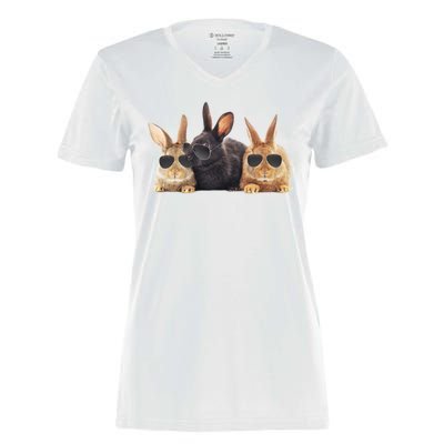 Hipster Cool Rabbit Women's Momentum V-Neck T-Shirt