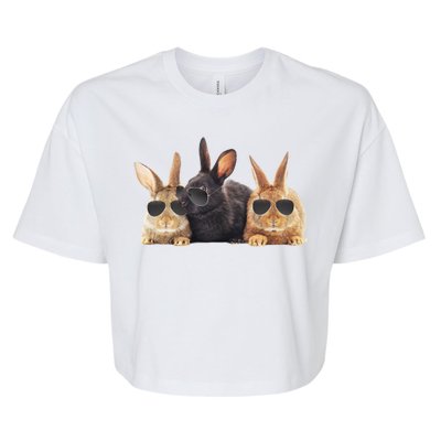 Hipster Cool Rabbit Bella+Canvas Jersey Crop Tee