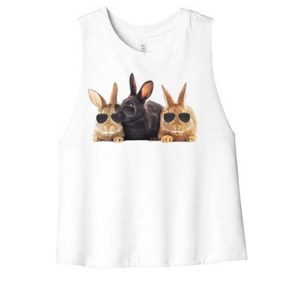 Hipster Cool Rabbit Women's Racerback Cropped Tank