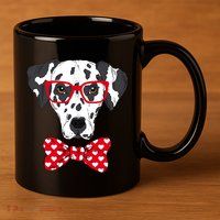 Hipster Dog Dalmatian 11oz C Handle Ceramic Mug