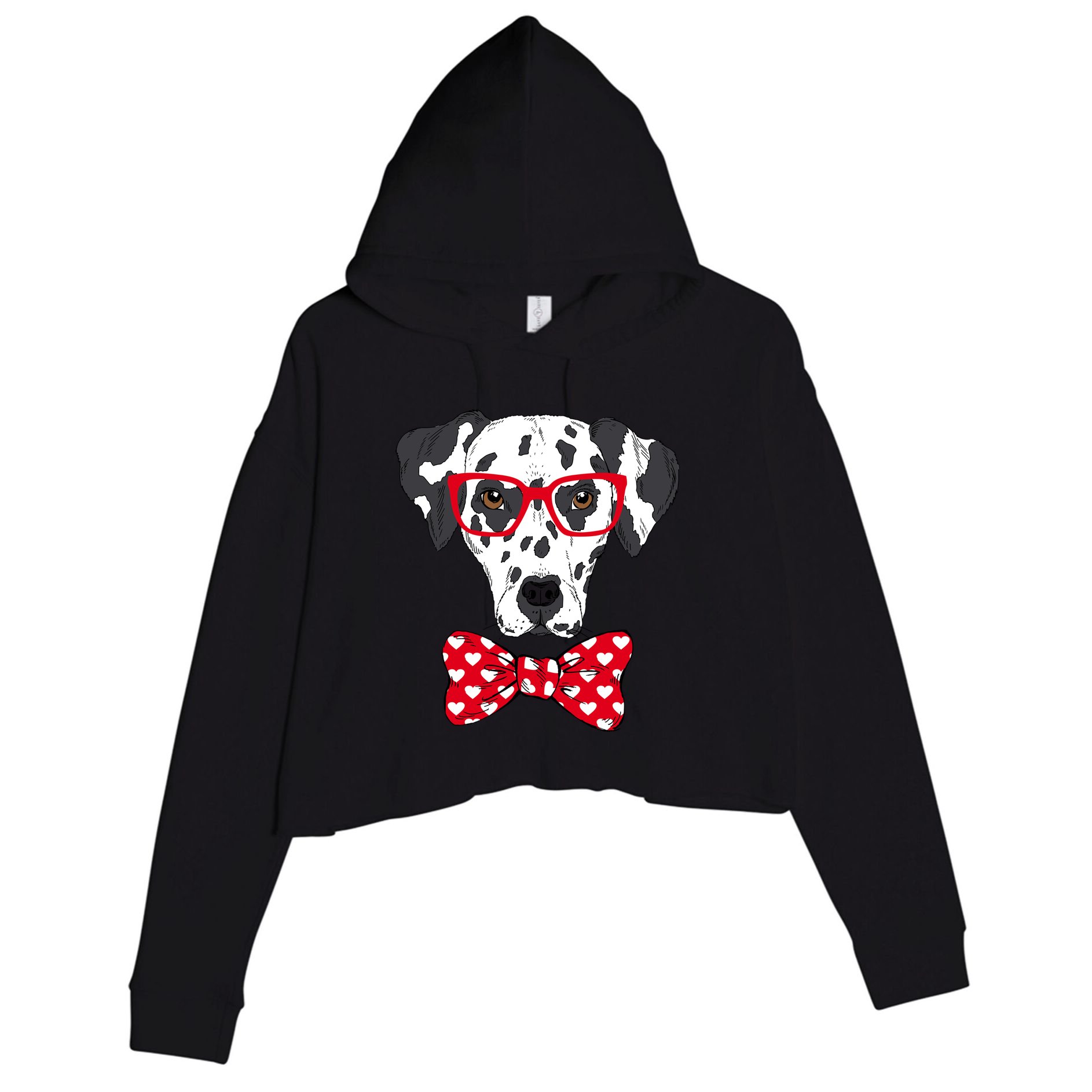 Hipster Dog Dalmatian Crop Fleece Hoodie