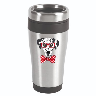 Hipster Dog Dalmatian 16oz Travel Tumbler