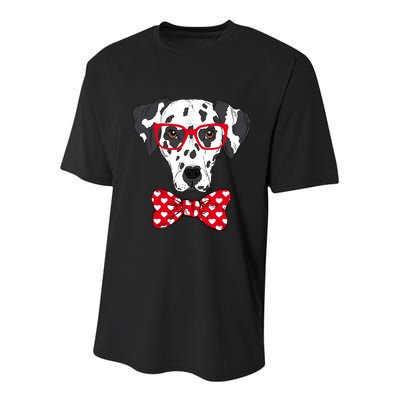 Hipster Dog Dalmatian Youth Performance Sprint T-Shirt