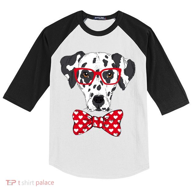 Hipster Dog Dalmatian Kids Colorblock Raglan Jersey