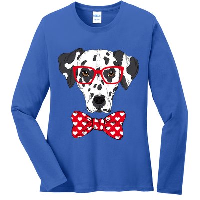 Hipster Dog Dalmatian Ladies Long Sleeve Shirt