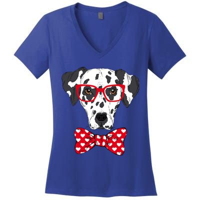Hipster Dog Dalmatian Women's V-Neck T-Shirt