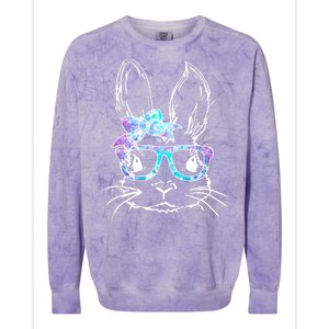 Hipster Easter Bunny Floral Colorblast Crewneck Sweatshirt