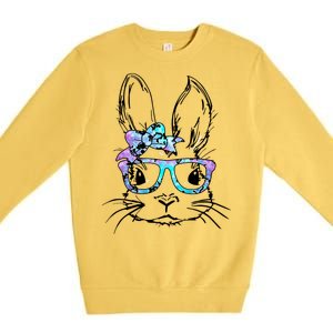 Hipster Easter Bunny Floral Premium Crewneck Sweatshirt